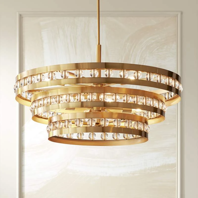 Stiffel Artyom 40" Wide Warm Gold 8-Light Crystal Ring Pendant 2 Stiffel Artyom 40" Wide Warm Gold 8-Light Crystal Ring Pendant - Image 2