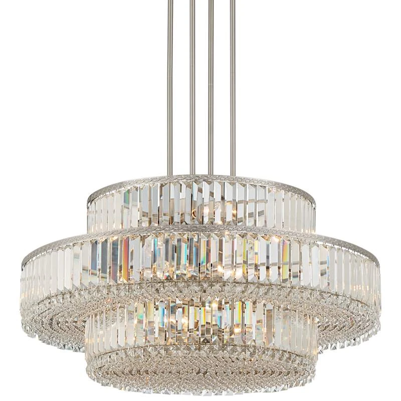Stiffel Ella 32 1/2"Wide Nickel Crystal 16-Light Three-Tier Pendant 2 Stiffel Ella 32 1/2"Wide Nickel Crystal 16-Light Three-Tier Pendant - Image 2