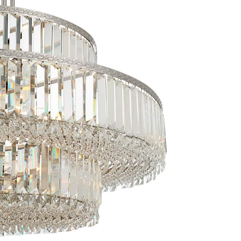 Stiffel Ella 32 1/2"Wide Nickel Crystal 16-Light Three-Tier Pendant 3 Stiffel Ella 32 1/2"Wide Nickel Crystal 16-Light Three-Tier Pendant - Image 3