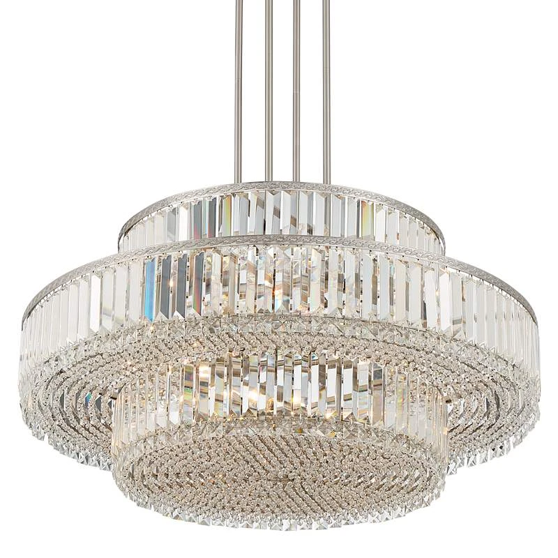 Stiffel Ella 32 1/2"Wide Nickel Crystal 16-Light Three-Tier Pendant 5 Stiffel Ella 32 1/2"Wide Nickel Crystal 16-Light Three-Tier Pendant - Image 5