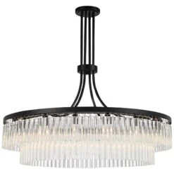Stiffel Handry 38" Wide Black Glass Rod 16-Light Pendant -Modern Lamp Shop stiffel handry 38 inch wide black glass rod 16 light pendant 529m0views3