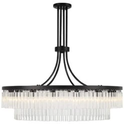 Stiffel Handry 38" Wide Black Glass Rod 16-Light Pendant -Modern Lamp Shop stiffel handry 38 inch wide black glass rod 16 light pendant 529m0views4