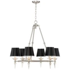 Stiffel Manhattan 30"W Brushed Nickel And Black 6-Light Chandelier -Modern Lamp Shop stiffel manhattan 30 inchw brushed nickel and black 6 light chandelier 78w97views4