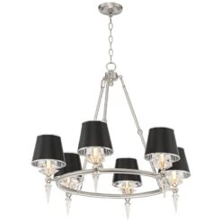 Stiffel Manhattan 30"W Brushed Nickel And Black 6-Light Chandelier -Modern Lamp Shop stiffel manhattan 30 inchw brushed nickel and black 6 light chandelier 78w97views5
