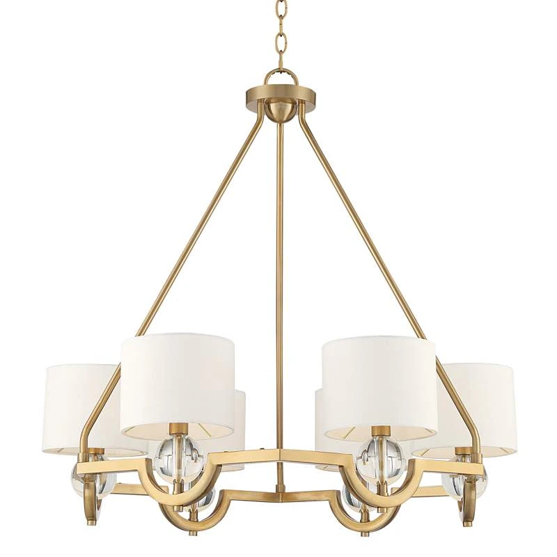 Stiffel Rainey 32 3/4" Wide Brass And Crystal Shaded Luxury Chandelier 2 Stiffel Rainey 32 3/4" Wide Brass And Crystal Shaded Luxury Chandelier - Image 2