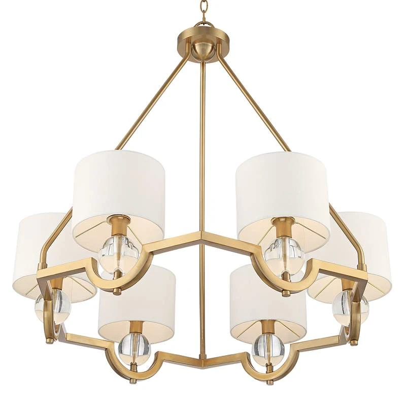 Stiffel Rainey 32 3/4" Wide Brass And Crystal Shaded Luxury Chandelier 3 Stiffel Rainey 32 3/4" Wide Brass And Crystal Shaded Luxury Chandelier - Image 3