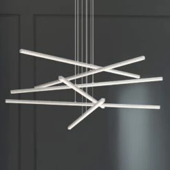 Stix 39 1/2" Wide Satin Aluminum 6-Arm LED Pendant Light