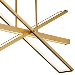 Tangent 36" Wide Lacquered Brass 4-Light LED Pendant Light -Modern Lamp Shop tangent 36 inch wide lacquered brass 4 light led pendant light 86n15views1