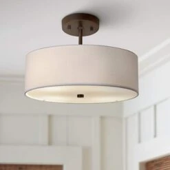 Textile™ Classic 14"W Bronze White Drum Pendant Light