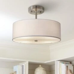Textile™ Classic 14"W Nickel White Drum Pendant Light