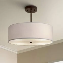 Textile™ Classic 18"W Bronze White Drum Pendant Light