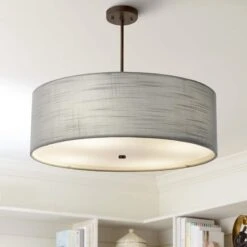 Textile™ Classic 24"W Bronze Gray Drum Pendant Light