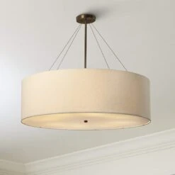 Textile™ Classic 36"W Bronze Cream Drum Pendant Light