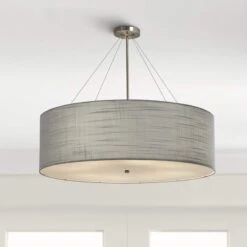 Textile™ Classic 36"W Nickel Gray Drum Pendant Light