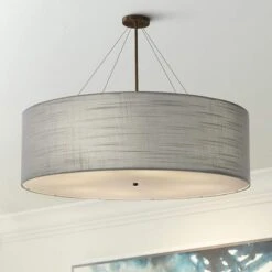 Textile™ Classic 48"W Bronze Gray Drum Pendant Light