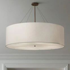 Textile™ Classic 48"W Bronze White Drum Pendant Light