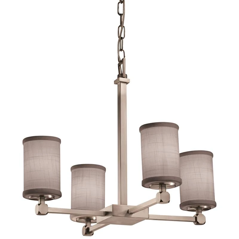 Textile™ 21"W Chrome And Gray 4-Light LED Chandelier 2 Textile™ 21"W Chrome And Gray 4-Light LED Chandelier - Image 2