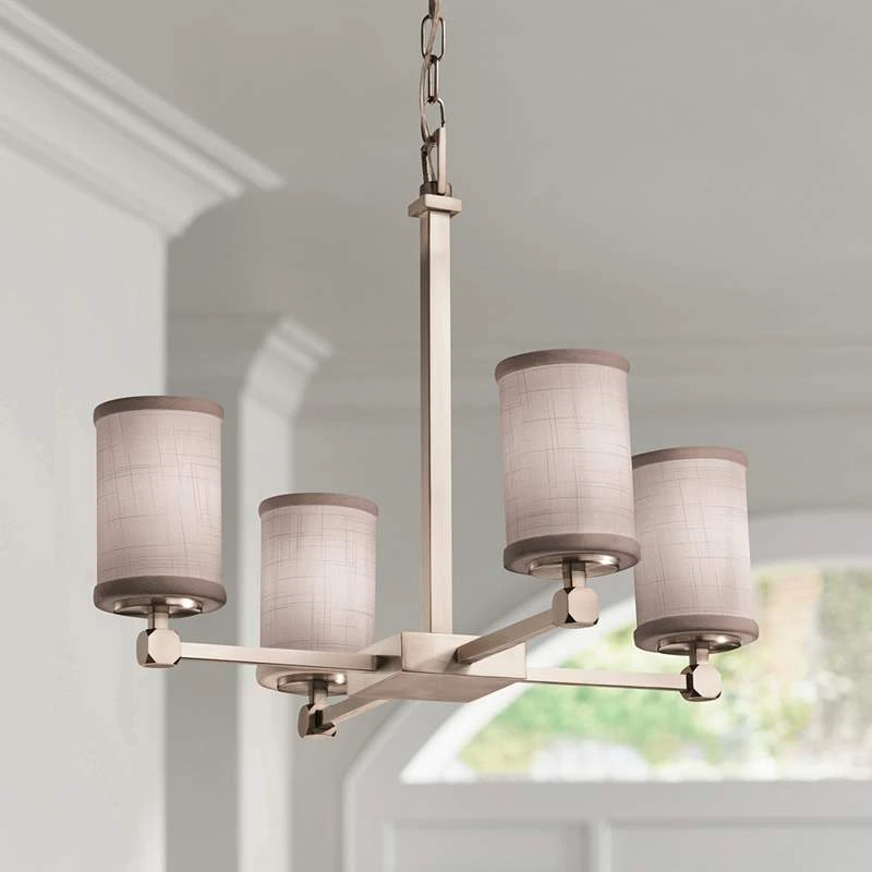 Textile™ 21"W Chrome And Gray 4-Light LED Chandelier 1 Textile™ 21"W Chrome And Gray 4-Light LED Chandelier