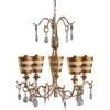 Tivoli 30"W Cream Patina And Striped Gold 5-Light Chandelier