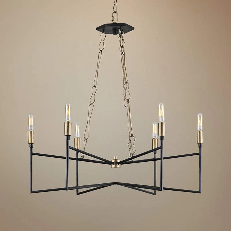 Varaluz Bodie 26"W Havana Gold And Carbon 6-Light Chandelier 1 Varaluz Bodie 26"W Havana Gold And Carbon 6-Light Chandelier