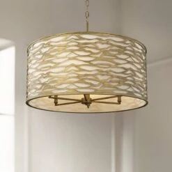 Varaluz Casa Kato 30" Wide Havana Gold 6-Light Drum Pendant