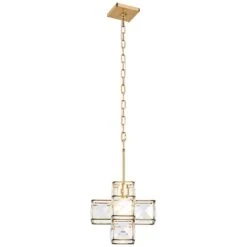 Varaluz Cubic 12"W Calypso Gold And Crystal Mini Pendant -Modern Lamp Shop varaluz cubic 12 inchw calypso gold and crystal mini pendant 69p53views2