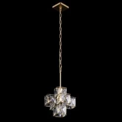 Varaluz Cubic 12"W Calypso Gold And Crystal Mini Pendant -Modern Lamp Shop varaluz cubic 12 inchw calypso gold and crystal mini pendant 69p53views3