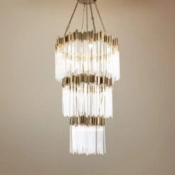 Varaluz Matrix 30"W Havana Gold And Fluted Glass Chandelier