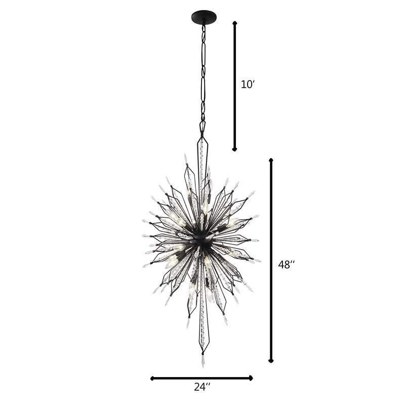 Varaluz Orbital 24" Black And Crystal 20-Light Modern Foyer Chandelier 4 Varaluz Orbital 24" Black And Crystal 20-Light Modern Foyer Chandelier - Image 4