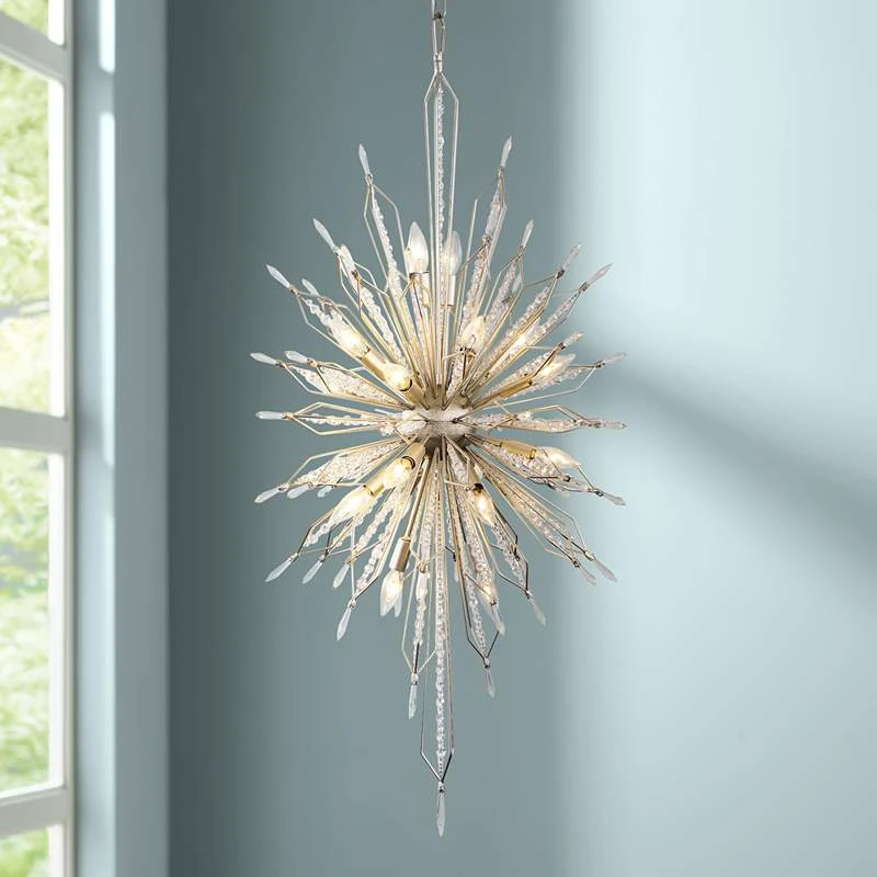 Varaluz Orbital 24" Wide Gold Dust And Crystal Foyer Pendant 1 Varaluz Orbital 24" Wide Gold Dust And Crystal Foyer Pendant