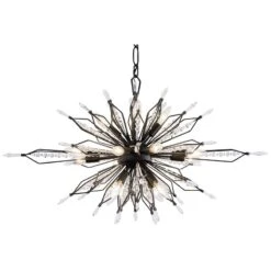Varaluz Orbital 36" Wide Black And Crystal Modern Ceiling Pendant