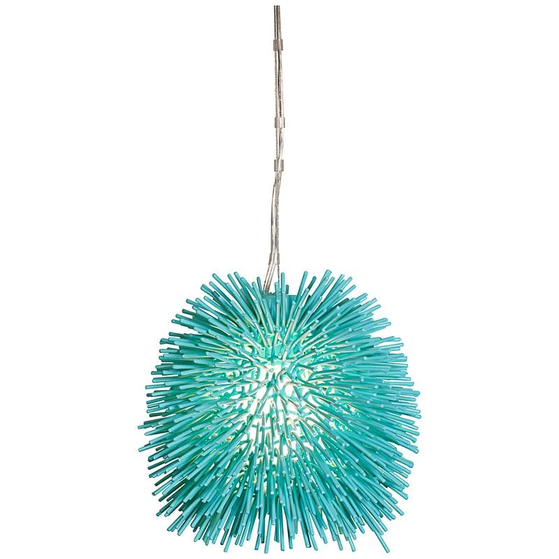 Varaluz Urchin 9" Wide Aqua Velvet Mini Pendant Light 2 Varaluz Urchin 9" Wide Aqua Velvet Mini Pendant Light - Image 2