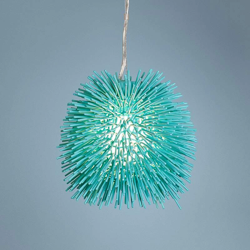 Varaluz Urchin 9" Wide Aqua Velvet Mini Pendant Light 1 Varaluz Urchin 9" Wide Aqua Velvet Mini Pendant Light