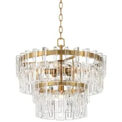 Vienna Full Spectrum Luxum 18 3/4" Brass And Crystal Pendant Light 7 Vienna Full Spectrum Luxum 18 3/4" Brass And Crystal Pendant Light -Modern Lamp Shop vienna full spectrum luxum 18 and three quarter inch brass and crystal pendant light 64t69