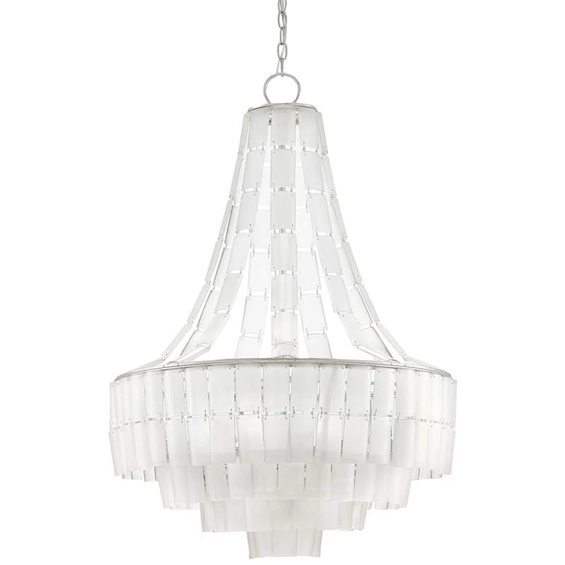 Vintner Blanc 27"W Silver Leaf Opaque White Glass Chandelier 2 Vintner Blanc 27"W Silver Leaf Opaque White Glass Chandelier - Image 2