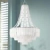 Vintner Blanc 27"W Silver Leaf Opaque White Glass Chandelier