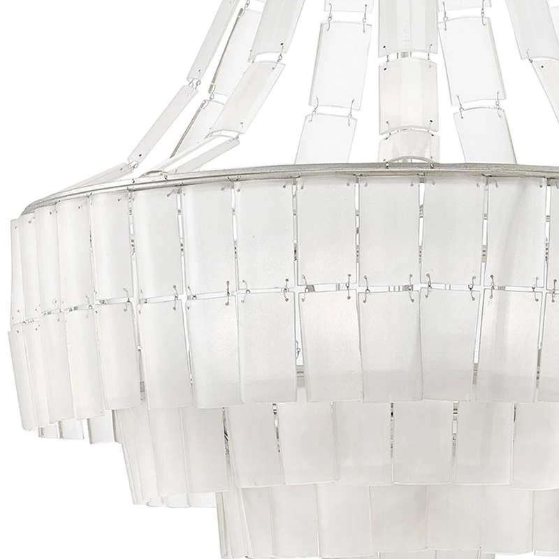 Vintner Blanc 27"W Silver Leaf Opaque White Glass Chandelier 3 Vintner Blanc 27"W Silver Leaf Opaque White Glass Chandelier - Image 3