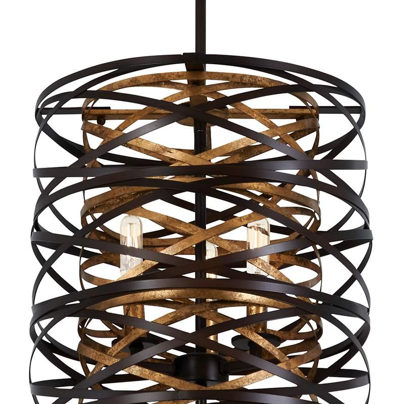 Vortic Flow 14"W Dark Bronze And Mosaic Gold 6-Light Pendant 3 Vortic Flow 14"W Dark Bronze And Mosaic Gold 6-Light Pendant - Image 3