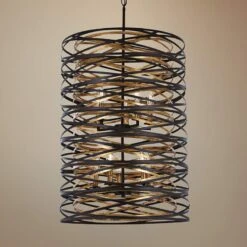 Vortic Flow 21" Wide Dark Bronze And Gold 10-Light Pendant
