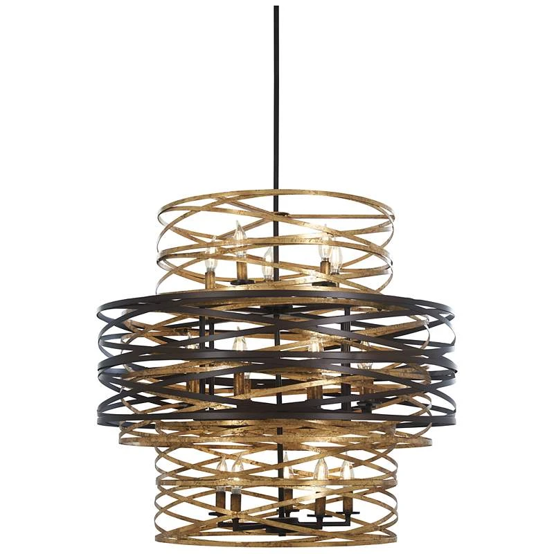 Vortic Flow 30" Wide Dark Bronze And Gold 18-Light Chandelier 2 Vortic Flow 30" Wide Dark Bronze And Gold 18-Light Chandelier - Image 2