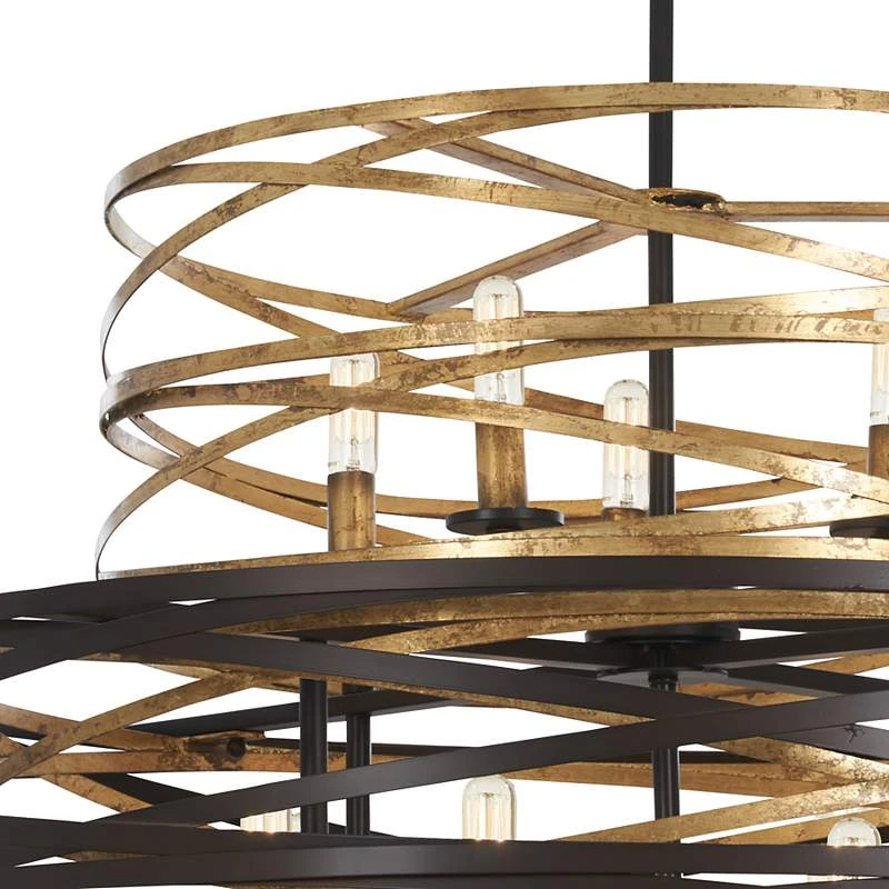 Vortic Flow 30" Wide Dark Bronze And Gold 18-Light Chandelier 3 Vortic Flow 30" Wide Dark Bronze And Gold 18-Light Chandelier - Image 3
