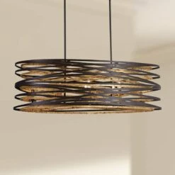 Vortic Flow 40"W Bronze Gold Kitchen Island Light Pendant