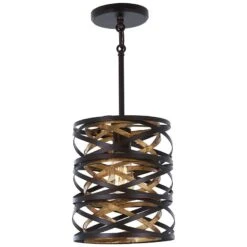 Modern Lamp Shop -Modern Lamp Shop vortic flow 8 and one half inchw dark bronze and mosaic gold mini pendant 58j95
