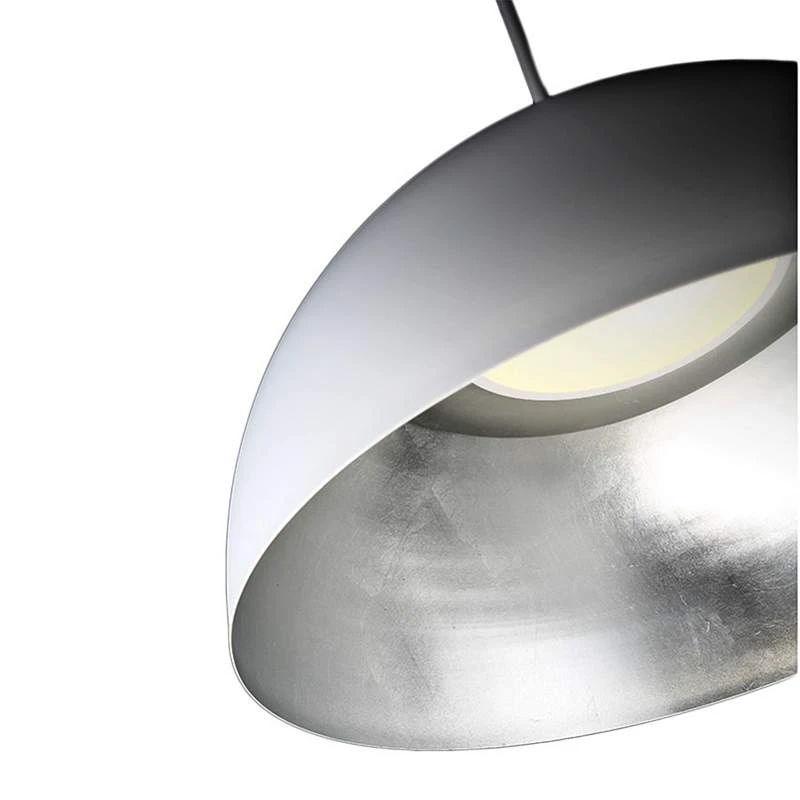 Yolo 18" Wide White And Silver Leaf LED Pendant Light 2 Yolo 18" Wide White And Silver Leaf LED Pendant Light - Image 2